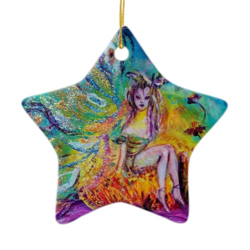 FAIRY IN THE NIGHT  VIBRANT BLUE SAPPHIRE Gem Ceramic Ornament
