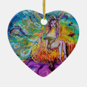 FAIRY IN THE NIGHT  VIBRANT BLUE SAPPHIRE Gem Ceramic Ornament