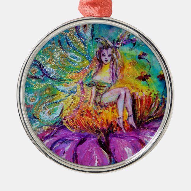 FAIRY IN THE NIGHT  VIBRANT BLUE SAPPHIRE Gem Metal Ornament (Front)