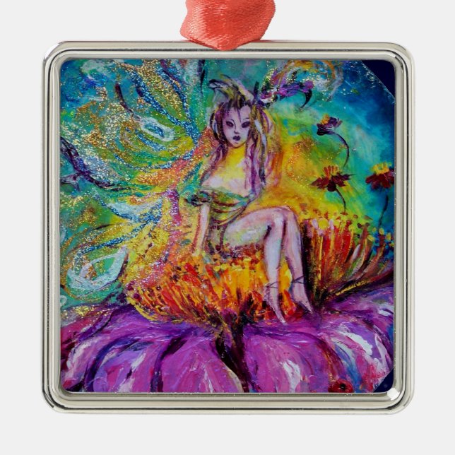 FAIRY IN THE NIGHT  VIBRANT BLUE SAPPHIRE Gem Metal Ornament (Front)