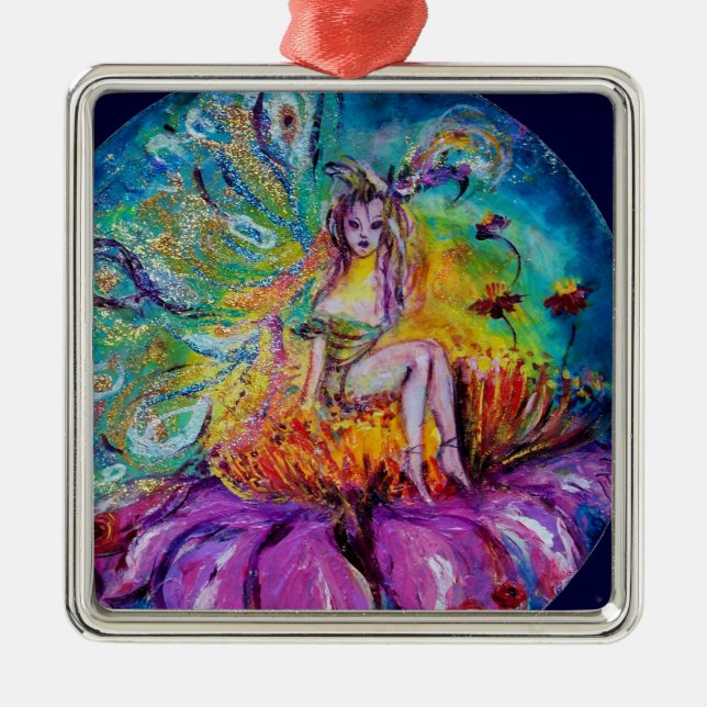 FAIRY IN THE NIGHT  VIBRANT BLUE SAPPHIRE Gem Metal Ornament (Front)