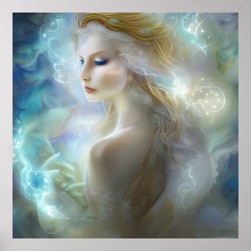 Fairy In The Stars Watercolor Poster