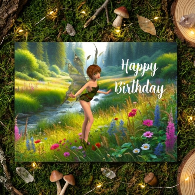 Fairy in Wildflower Garden Birthday  Postcard (Creator Uploaded)