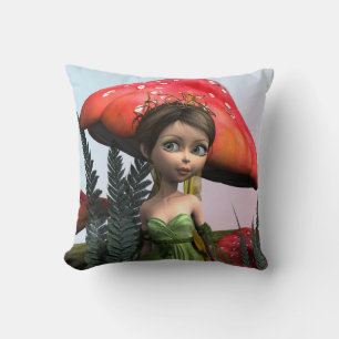 Fairy in Woodland Throw Pillow