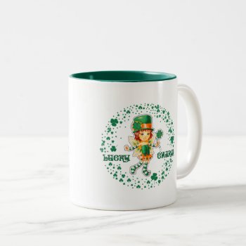 Fairy Irish Girl Custom Name St. Patrick's Day Two-tone Coffee Mug by artofmairin at Zazzle