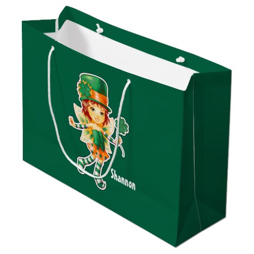 Fairy Irish Girl Custom St Patricks Day Large Gift Bag