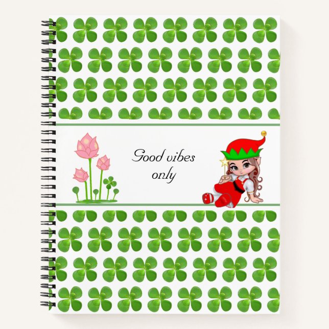 Fairy & Jade Tree Green Leaves Notebook (Front)