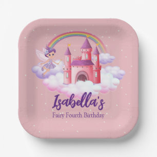 Fairy Kid's Birthday Fairytale Castle Rainbow Paper Plates