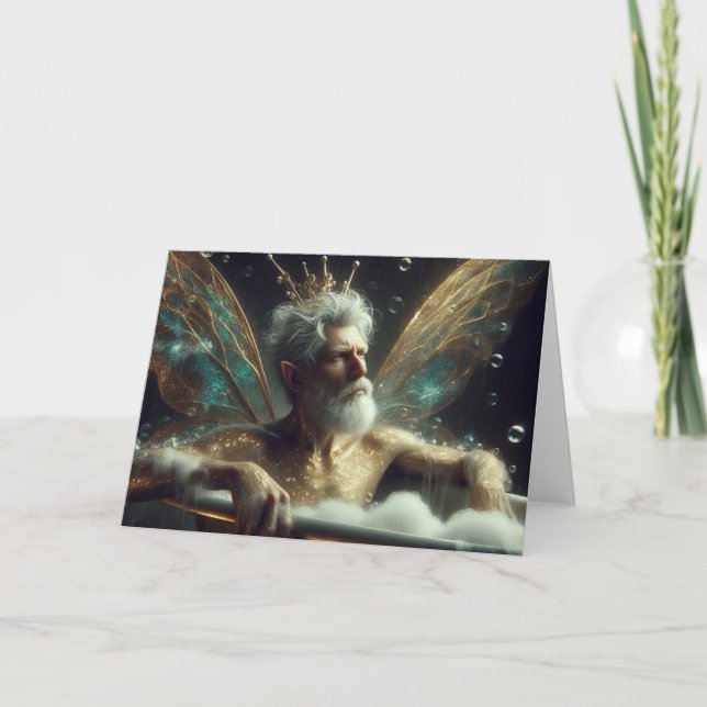 Fairy King Takes a Bath in a Gold Tub Card (Front)