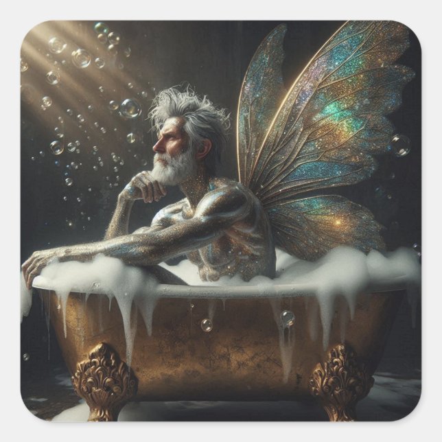 Fairy King Takes a Bath Square Sticker (Front)