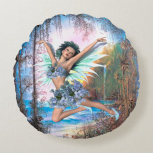 Fairy Kingdom forest dreamland fantasy stories Round Pillow