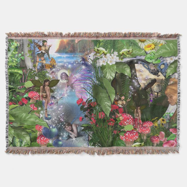 Fairy Kingdom forest dreamland fantasy stories Throw Blanket (Front)