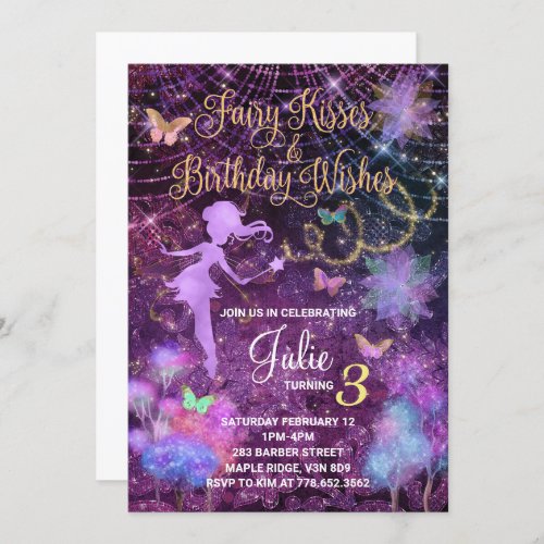 Fairy Kisses and Birthday Wishes Invitation