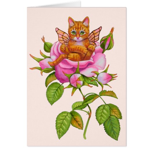 Fairy Kitten Resting in Rose (Front)