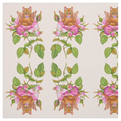 Fairy Kitten Resting in Rose Fabric