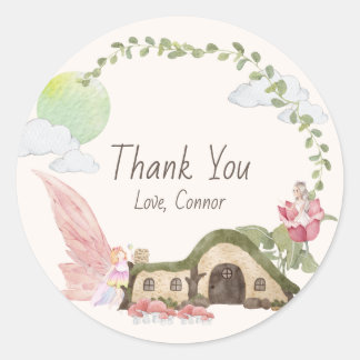 Fairy land birthday party  classic round sticker