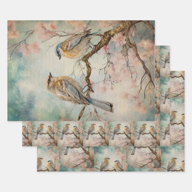 Fairy Land Spring Forest Birds No3 Wrapping Paper Sheets (Set)