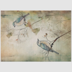 Fairy Land Spring Forest Grey Birds Tissue Paper