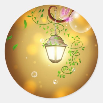 Fairy Lantern Classic Round Sticker by stellerangel at Zazzle