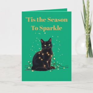Fairy-Light Muddle Black-Colored Feline Card