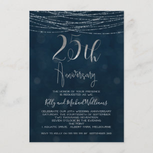 Fairy Lights 25th Wedding Anniversary Invitation