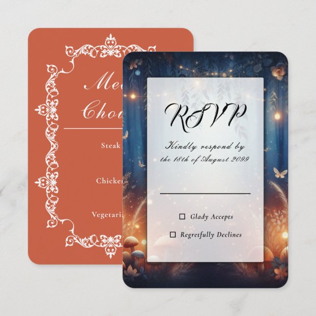  Fairy Lights and Moonlit Forest Magic RSVP Card (Front/Back)