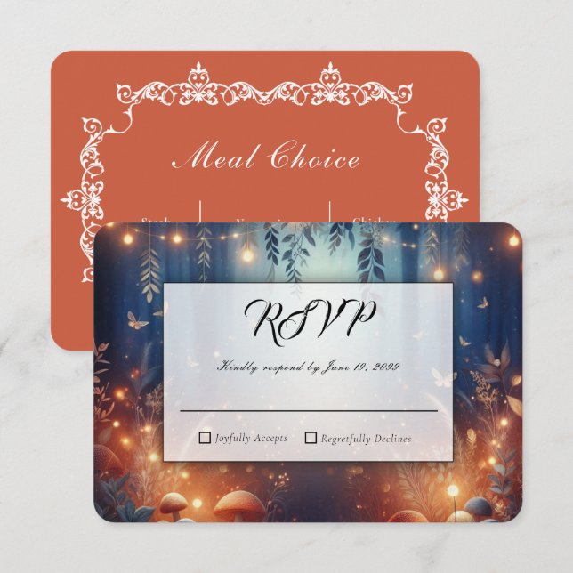 Fairy Lights and Moonlit Forest Magic RSVP Card (Front/Back)
