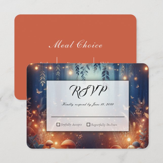 Fairy Lights and Moonlit Forest Magic RSVP Card (Front/Back)