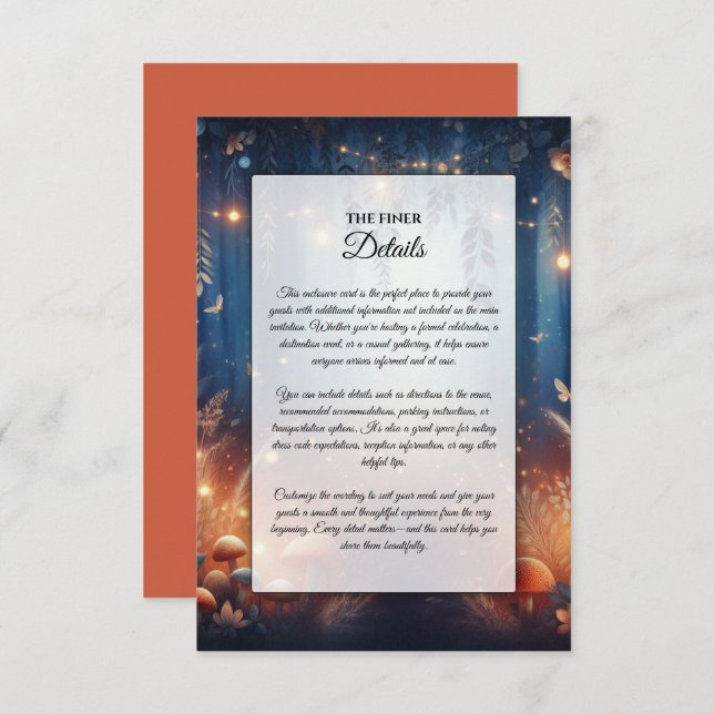 Fairy Lights and Moonlit Forest Magic Wedding Enclosure Card (Front/Back)