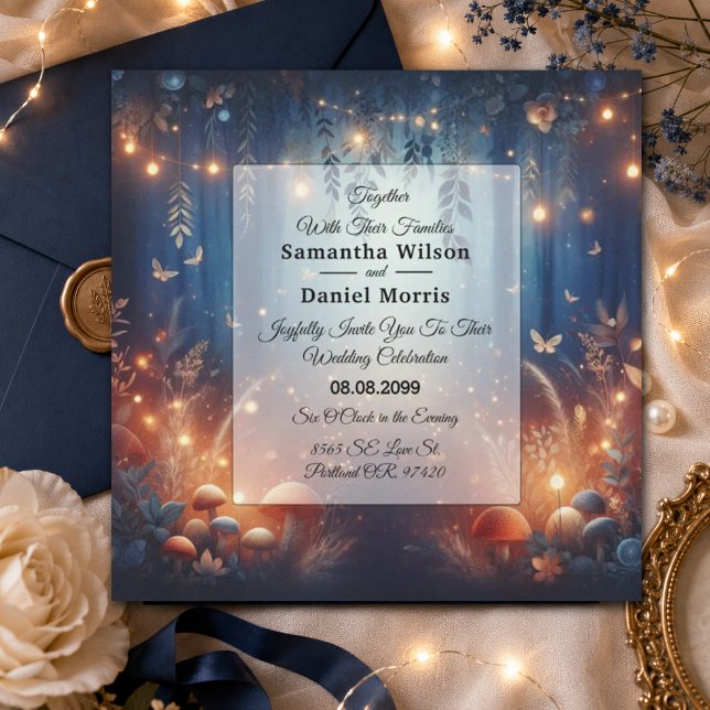 Fairy Lights and Moonlit Forest Magic Wedding Invitation (Creator Uploaded)