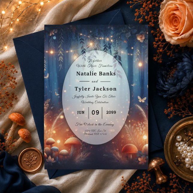 Fairy Lights and Moonlit Forest Magic Wedding Invitation (Creator Uploaded)