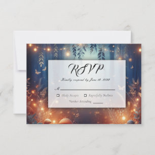 Fairy Lights and Moonlit Forest Magic Wedding RSVP Card