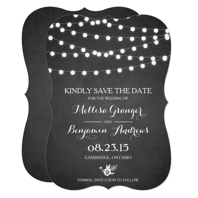 Fairy Lights Chalkboard Save The Date Announcement
