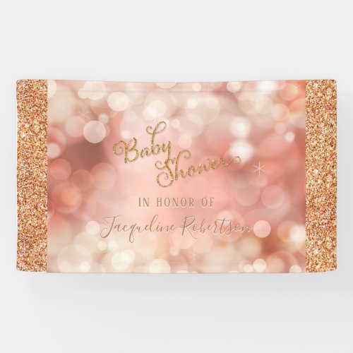 Fairy Lights Gold Glitter Twinkle Pink Baby Shower Banner