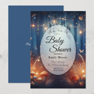 Fairy Lights in a Moonlit Forest Baby Shower Invitation
