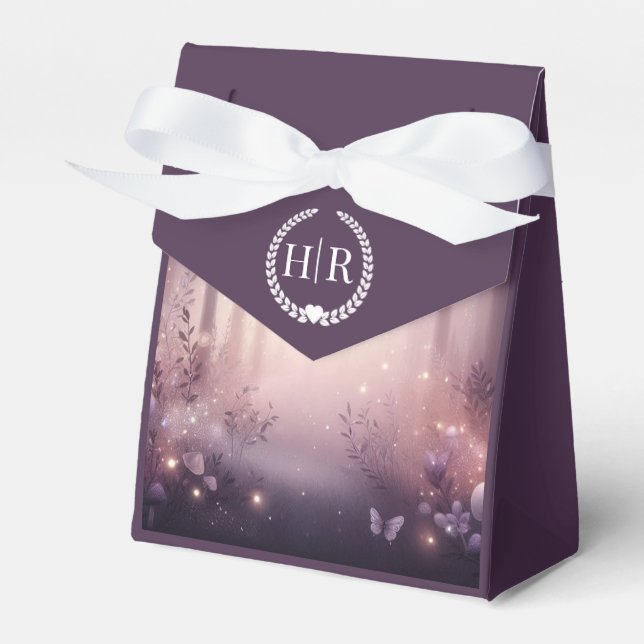 Fairy Lights in Woodland Glow Wedding Favor Boxes (Front Side)