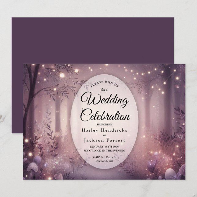 Fairy Lights in Woodland Glow Wedding Invitation (Front/Back)