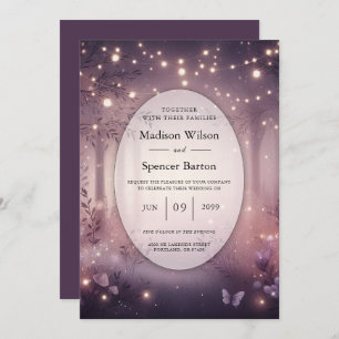 Fairy Lights in Woodland Glow Wedding Invitation