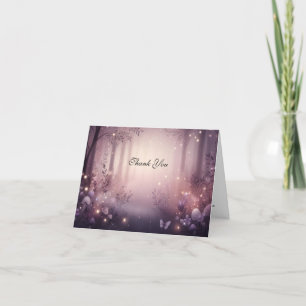 Fairy Lights in Woodland Glow Wedding Letterpress Thank You Card