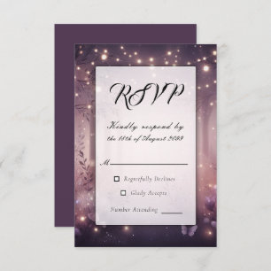 Fairy Lights in Woodland Glow Wedding RSVP Card