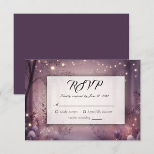 Fairy Lights in Woodland Glow Wedding RSVP Card