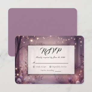 Fairy Lights in Woodland Glow Wedding RSVP Card