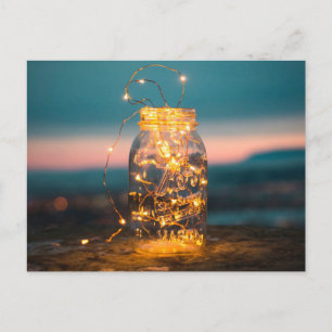 Fairy lights Jar, Christmas, Thank you, Summer Holiday Postcard