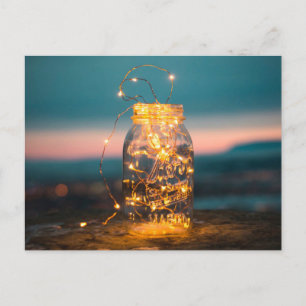 Fairy lights Jar, Christmas, Thank you, Summer Holiday Postcard