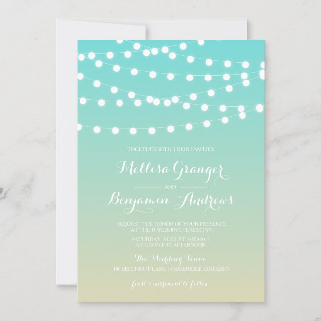 Fairy Lights | Ombre Beach Wedding Invitation