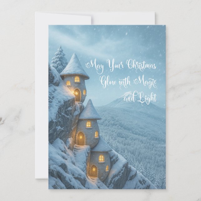 Fairy Lights on the Winter Cliffs Holiday Card (Front)