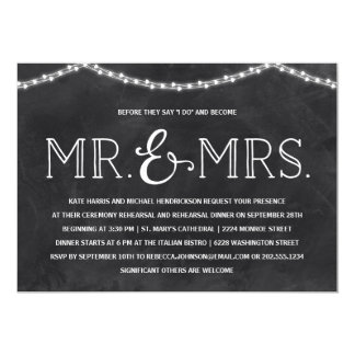 Fairy Lights | Rustic Chalkboard Rehearsal Dinner Card