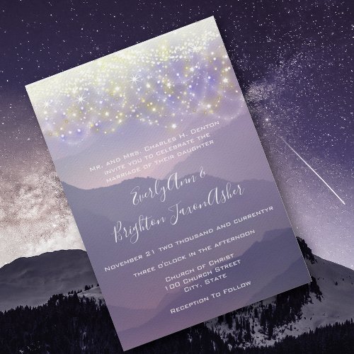 Fairy Lights Violet Purple Lavender Love Wedding Invitation