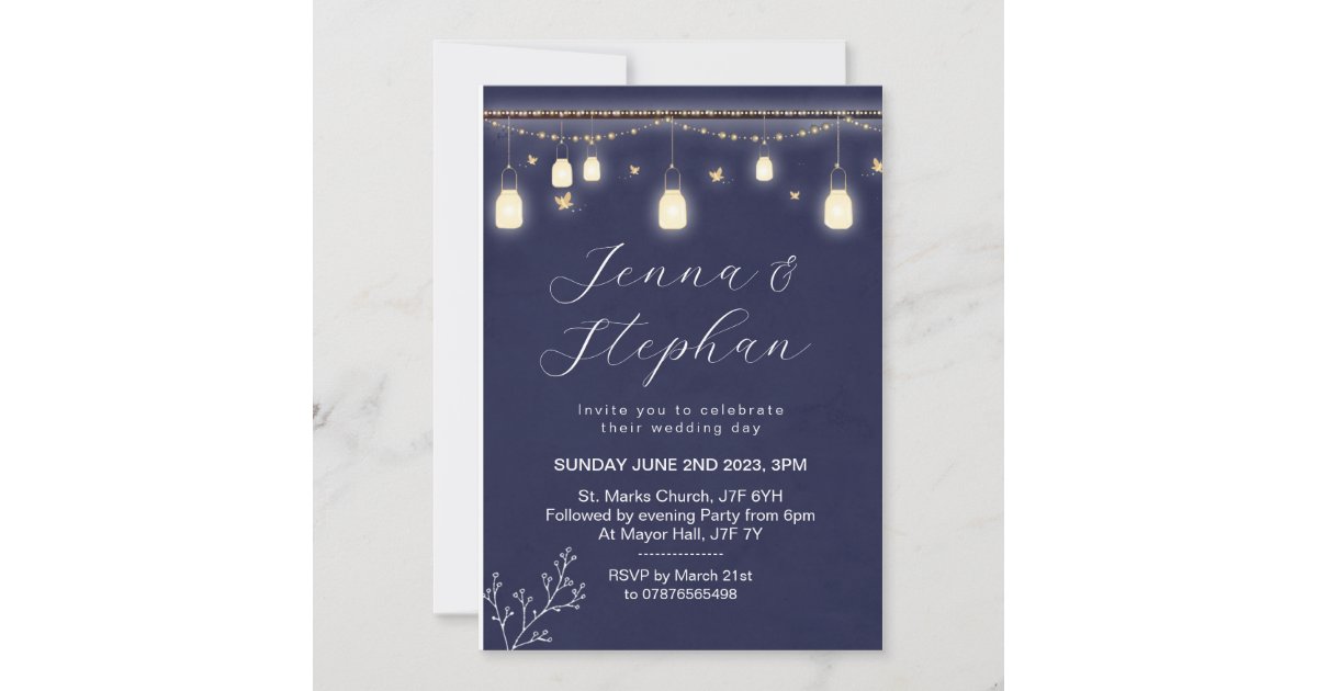 Fairy lights wedding invitation, string lights invitation Zazzle