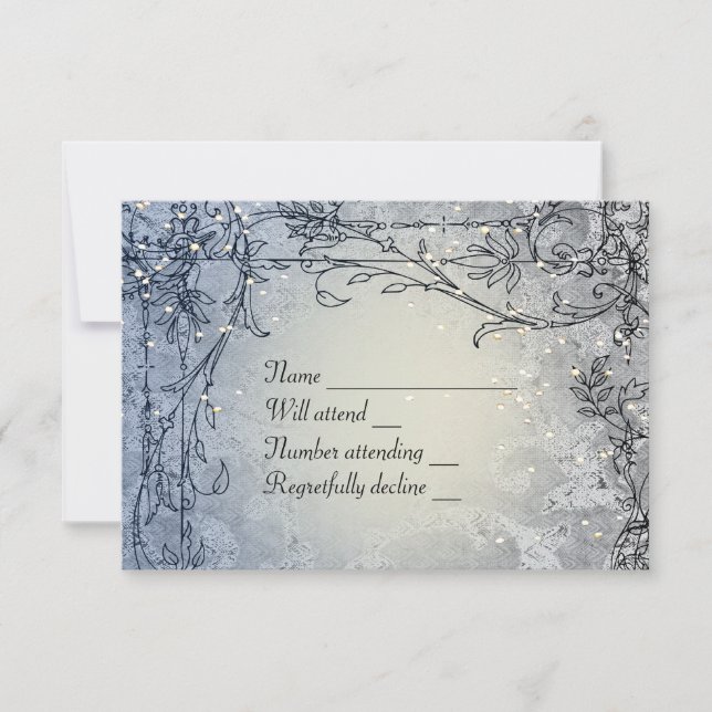Fairy Lights Whimsy Blue RSVP (Front)